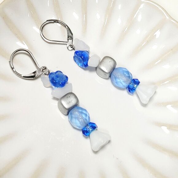 NEW BOHEMIALIZ earrings 689frozebl#mfs Czech Blue dangle earrings fairy earrings - Picture 1 of 5